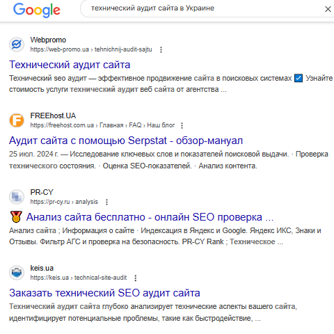 место сайта в выдаче